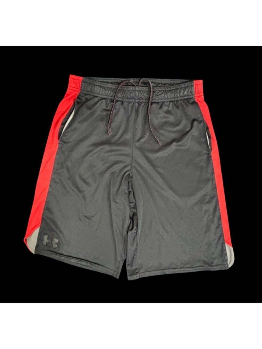 Under Armour Youth Black & Red Loose Fit Athletic Shorts Size YLG